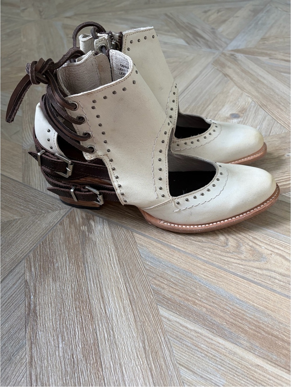 Freebird Desert Ankle Booties White Multi Size 10 Bohemian Neutral Western